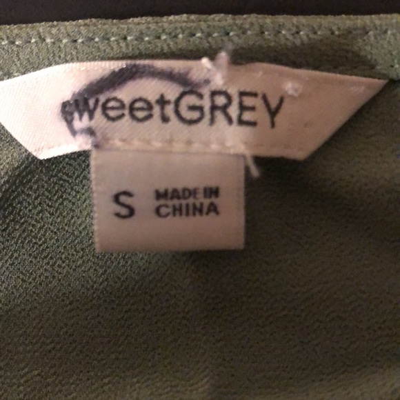 Muted Green dressy blouse. Under tank attached - Picture 3 of 3